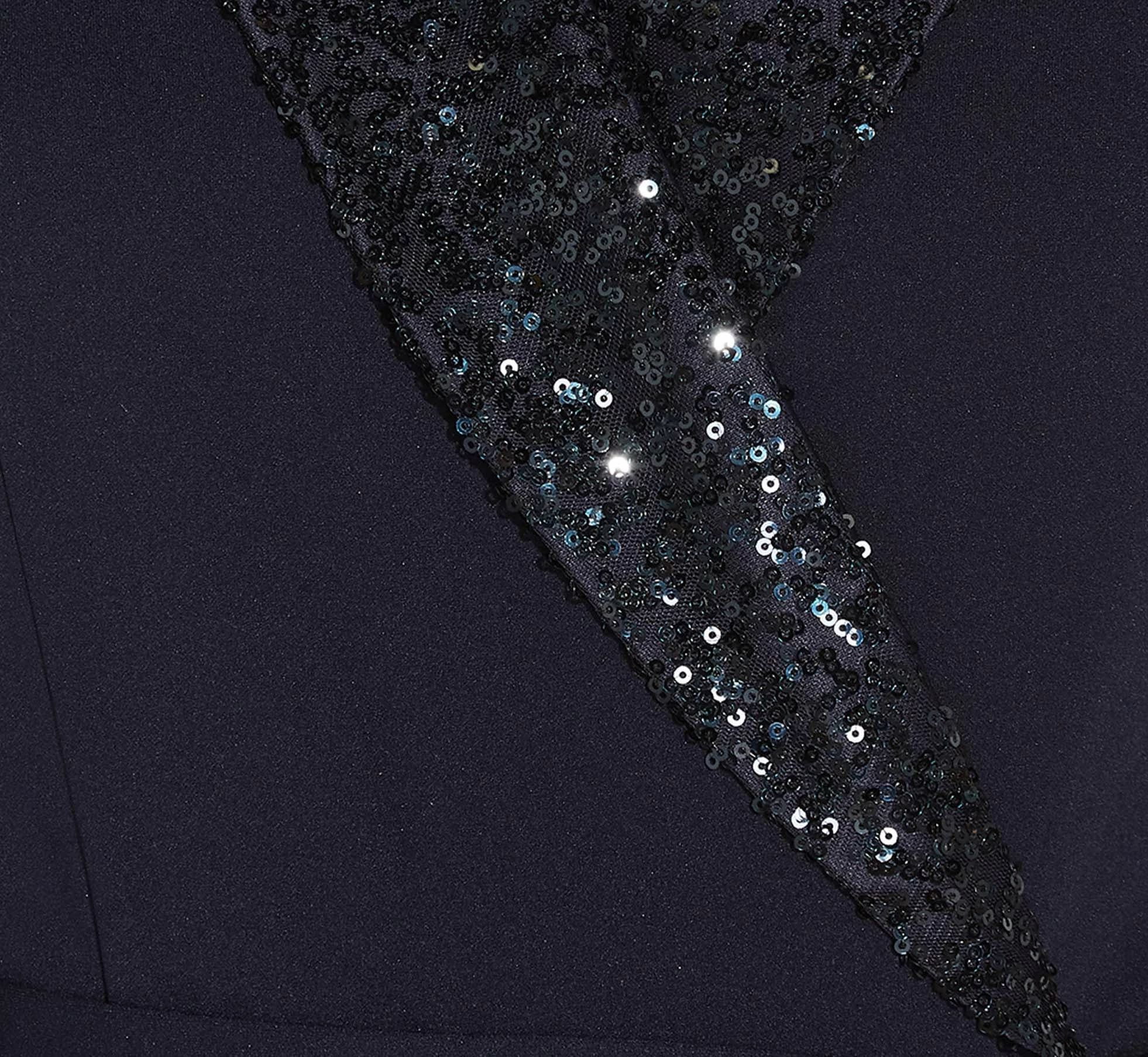 Adrianna Papell Sequin Collar Tuxedo Dress In Midnight 6 Adrianna Papell Sequin Collar Tuxedo Dress In Midnight - Image 6
