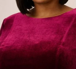 Adrianna Papell Plus Size Velvet Tie Front Midi Dress With Three Quarter Sleeves In Burgundy 12 Adrianna Papell Plus Size Velvet Tie Front Midi Dress With Three Quarter Sleeves In Burgundy -Adrianna Papell Shop AP1D104591 AC506 Plus Detail