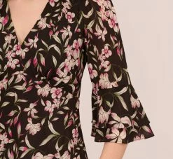 Adrianna Papell Floral-Print Fit-And-Flare Chiffon Short Dress In Black Multi -Adrianna Papell Shop AP1D104622 AA963 Regular Lifestyle