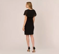 Adrianna Papell Jersey And Chiffon Midi Length Ruffled Sheath Dress In Black -Adrianna Papell Shop AP1D104623 AA002 Regular Back 78513f4c 0e31 4aac a1db fd834958fe5e