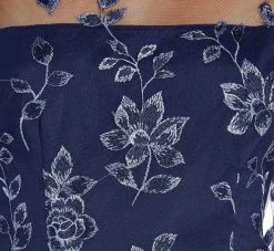 Adrianna Papell Floral Embroidered Sheath Dress With Scalloped Detail In Midnight Multi -Adrianna Papell Shop AP1D104637 AE489 Regular Detail