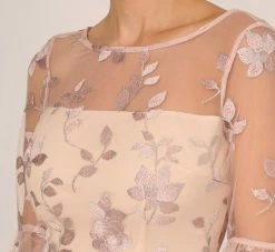 Adrianna Papell Floral Embroidered Sheath Dress With Scalloped Detail In Champagne Multi -Adrianna Papell Shop AP1D104637 AK920 Regular Lifestyle