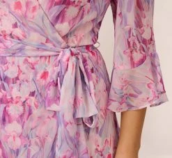 Adrianna Papell Plus Size Floral-Printed Chiffon Short Dress In Pink Multi -Adrianna Papell Shop AP1D104650 AE970 Plus Lifestyle
