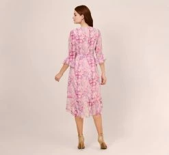 Adrianna Papell Floral-Printed Chiffon Short Dress In Pink Multi 10 Adrianna Papell Floral-Printed Chiffon Short Dress In Pink Multi -Adrianna Papell Shop AP1D104650 AE970 Regular Back