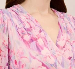 Adrianna Papell Floral-Printed Chiffon Short Dress In Pink Multi 9 Adrianna Papell Floral-Printed Chiffon Short Dress In Pink Multi -Adrianna Papell Shop AP1D104650 AE970 Regular Detail