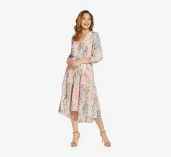 Adrianna Papell Floral-Print Chiffon Short Dress In Blush Multi -Adrianna Papell Shop AP1D104655 AM970 Regular Alternate