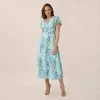 Adrianna Papell Floral-Print Fit-And-Flare Midi-Length Chiffon Dress In Light Blue Multi