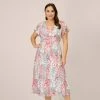 Adrianna Papell Plus Size Floral-Print Fit-And-Flare Midi-Length Chiffon Dress In Aqua Multi