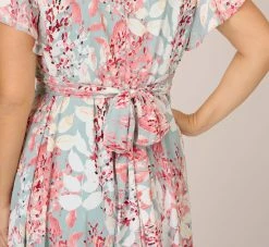 Adrianna Papell Plus Size Floral-Print Fit-And-Flare Midi-Length Chiffon Dress In Aqua Multi -Adrianna Papell Shop AP1D104656 BZ980 Plus Lifestyle 6fe58aae 6a32 4e68 a23f e447fe589888