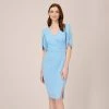 Adrianna Papell Pearl Embellished Knit Crepe Sheath Dress In Elegant Sky