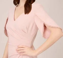 Adrianna Papell Pearl Embellished Knit Crepe Sheath Dress In Mellow Blush -Adrianna Papell Shop AP1D104679 AE683 Regular Detail