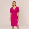 Adrianna Papell Pearl Embellished Knit Crepe Sheath Dress In Hot Orchid