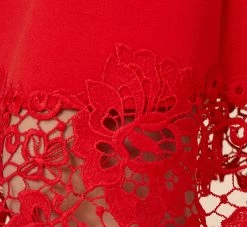 Adrianna Papell Stretch Knit Crepe Midi-Length Fit-And-Flare Dress With Lace Trim In Cherry Bliss -Adrianna Papell Shop AP1D104683 AJ612 Regular Alternate