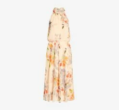 Adrianna Papell Floral-Print Chiffon Midi-Length Blouson Halter Dress In Sandshell Multi 13 Adrianna Papell Floral-Print Chiffon Midi-Length Blouson Halter Dress In Sandshell Multi -Adrianna Papell Shop AP1D104707 AE104 Regular Flat