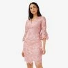 Adrianna Papell Floral Embroidered Short Sheath Cocktail Dress In Rose