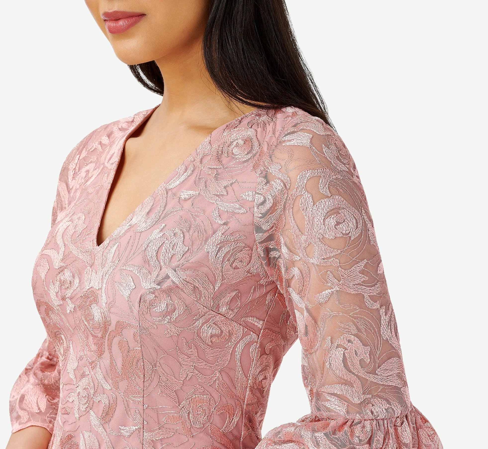 Adrianna Papell Floral Embroidered Short Sheath Cocktail Dress In Rose 4 Adrianna Papell Floral Embroidered Short Sheath Cocktail Dress In Rose - Image 4