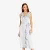 Adrianna Papell Satin Crepe Midi-Length Ruffled Faux Wrap Dress In Opal