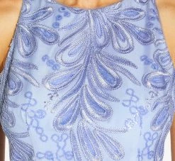 Adrianna Papell Embroidered Illusion Midi-Length Fit-And-Flare Dress In Light Peri -Adrianna Papell Shop AP1D104723 AF496 Regular Detail