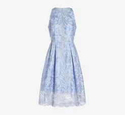 Adrianna Papell Embroidered Illusion Midi-Length Fit-And-Flare Dress In Light Peri -Adrianna Papell Shop AP1D104723 AF496 Regular Flat