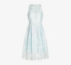 Adrianna Papell Embroidered Illusion Midi-Length Fit-And-Flare Dress In Opal -Adrianna Papell Shop AP1D104723 AI498 Regular Flat