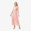 Adrianna Papell Floral-Print Chiffon Midi-Length Fit-And-Flare Halter Dress In Pink Multi