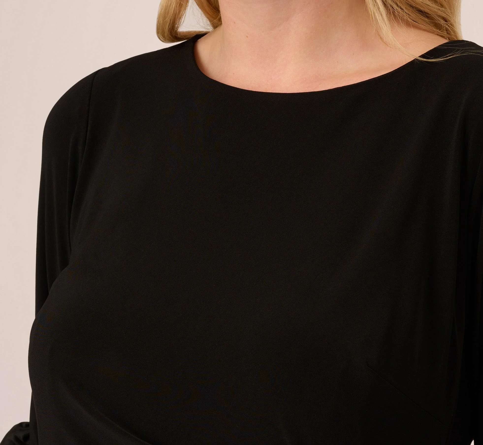 Adrianna Papell Plus Size Draped Jersey Short Sheath Dress With Bell Cuffs In Black 5 Adrianna Papell Plus Size Draped Jersey Short Sheath Dress With Bell Cuffs In Black - Image 5