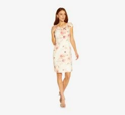 Adrianna Papell Floral-Print Jacquard Short Sheath Dress In Ivory Soft Coral 10 Adrianna Papell Floral-Print Jacquard Short Sheath Dress In Ivory Soft Coral -Adrianna Papell Shop AP1D104735 AY686 Regular Alternate