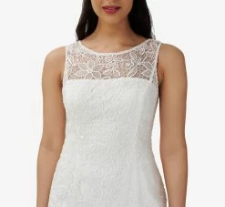 Adrianna Papell Guipure Lace Short Sheath Dress In Ivory -Adrianna Papell Shop AP1D104751 AA194 Regular Detail