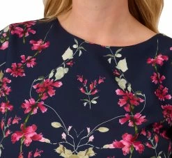 Adrianna Papell Plus Size Floral-Print Crepe Midi-Length Sheath Dress In Navy Multi 13 Adrianna Papell Plus Size Floral-Print Crepe Midi-Length Sheath Dress In Navy Multi -Adrianna Papell Shop AP1D104781 AA980 Plus Detail