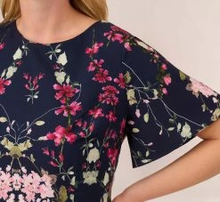 Adrianna Papell Plus Size Floral-Print Crepe Midi-Length Sheath Dress In Navy Multi 9 Adrianna Papell Plus Size Floral-Print Crepe Midi-Length Sheath Dress In Navy Multi -Adrianna Papell Shop AP1D104781 AA980 Plus Lifestyle
