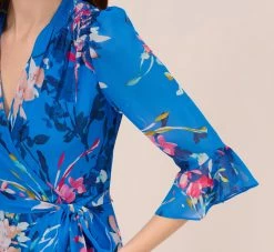Adrianna Papell Floral-Print Chiffon Short Wrap Dress In Blue Multi 10 Adrianna Papell Floral-Print Chiffon Short Wrap Dress In Blue Multi -Adrianna Papell Shop AP1D104808 AA461 Regular Lifestyle
