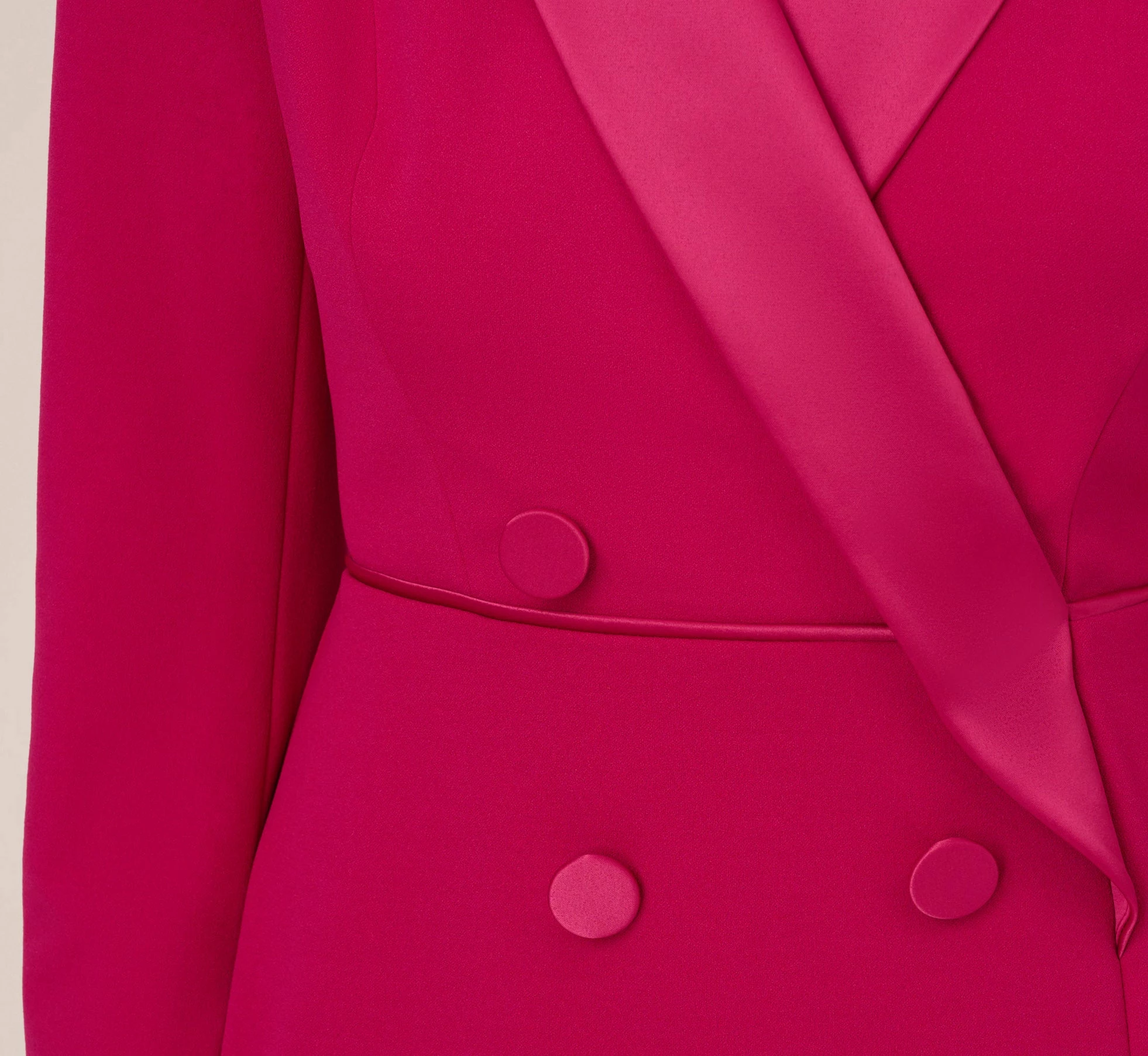 Adrianna Papell Crepe Tuxedo Sheath Dress With Long Sleeves In Rich Magenta 3 Adrianna Papell Crepe Tuxedo Sheath Dress With Long Sleeves In Rich Magenta - Image 3