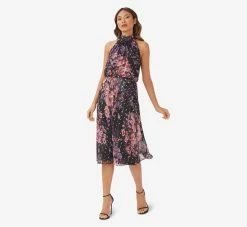 Adrianna Papell Floral-Print Chiffon Short Blouson Halter Dress In Black Multi 8 Adrianna Papell Floral-Print Chiffon Short Blouson Halter Dress In Black Multi -Adrianna Papell Shop AP1D104879 AG963 Regular Alternate