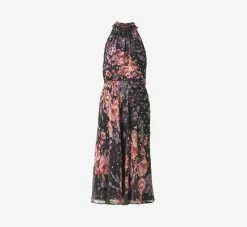 Adrianna Papell Floral-Print Chiffon Short Blouson Halter Dress In Black Multi 10 Adrianna Papell Floral-Print Chiffon Short Blouson Halter Dress In Black Multi -Adrianna Papell Shop AP1D104879 AG963 Regular Flat