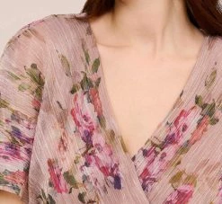 Adrianna Papell Floral-Print Metallic Crinkled Mesh Midi-Length Blouson Dress In Rose Multi 9 Adrianna Papell Floral-Print Metallic Crinkled Mesh Midi-Length Blouson Dress In Rose Multi -Adrianna Papell Shop AP1D104919 AE590 Regular Side