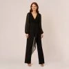 Adrianna Papell Long Sleeve Jersey Jumpsuit With Chiffon Details In Black