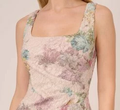 Adrianna Papell Floral Matelasse Sheath Dress With Draped Details In Marble Multi 12 Adrianna Papell Floral Matelasse Sheath Dress With Draped Details In Marble Multi -Adrianna Papell Shop AP1D104940 AA291 Regular Detail