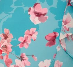 Adrianna Papell Floral Print Chiffon And Stretch Twill Midi-Length Mermaid Dress With Capelet In Aqua Multi -Adrianna Papell Shop AP1D104950 BZ980 Regular Alternate