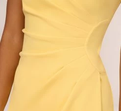 Adrianna Papell Crepe Sheath Dress With Draped Details In Warm Sun -Adrianna Papell Shop AP1D104973 AC746 Regular Lifestyle