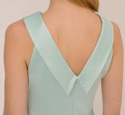 Adrianna Papell Satin Crepe Midi-Length Fit-And-Flare Halter Dress In Mint Smoke -Adrianna Papell Shop AP1D104976 AH484 Regular Lifestyle