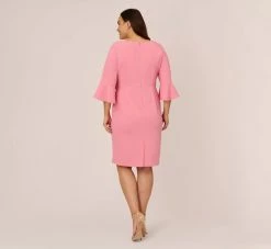 Adrianna Papell Plus Size Stretch Knit Crepe Tie-Front Midi-Length Sheath Dress In Faded Rose 10 Adrianna Papell Plus Size Stretch Knit Crepe Tie-Front Midi-Length Sheath Dress In Faded Rose -Adrianna Papell Shop AP1D104978 AK660 Plus Back