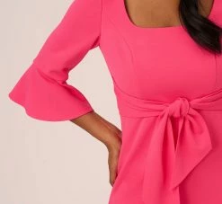 Adrianna Papell Stretch Knit Crepe Tie-Front Midi-Length Sheath Dress In Camellia 10 Adrianna Papell Stretch Knit Crepe Tie-Front Midi-Length Sheath Dress In Camellia -Adrianna Papell Shop AP1D104978 AK672 Regular Lifestyle