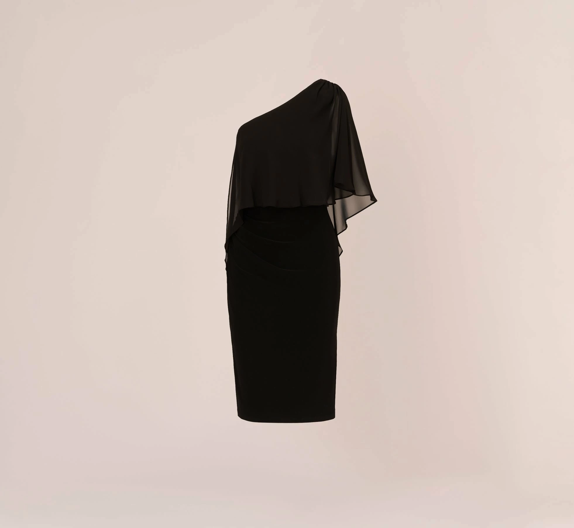Adrianna Papell One Shoulder Dress With Chiffon Cape In Black 6 Adrianna Papell One Shoulder Dress With Chiffon Cape In Black - Image 6