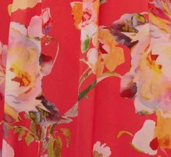 Adrianna Papell Floral Print Midi Dress With Twist Neckline In Coral Multi -Adrianna Papell Shop AP1D105006 AA955 Regular Alternate