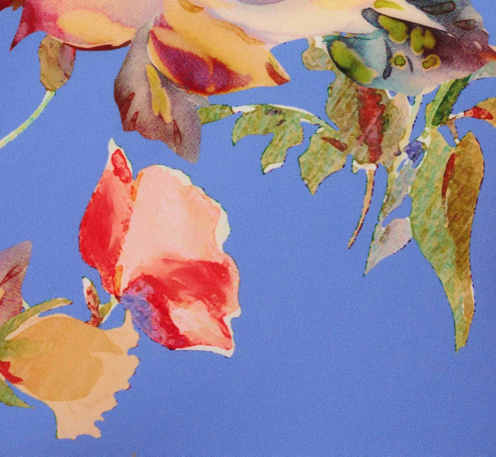 Adrianna Papell Floral Print Faux Wrap Halter Dress With Ruffle Details In Peri Multi 6 Adrianna Papell Floral Print Faux Wrap Halter Dress With Ruffle Details In Peri Multi - Image 6