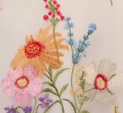 Adrianna Papell Multicolor Floral Embroidered Dress With Sheer Cap Sleeves In Ivory Multi -Adrianna Papell Shop AP1D105015 AA178 Regular Alternate