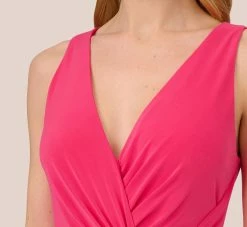 Adrianna Papell Jersey Sheath Dress With Draped Details In Cabaret Pink -Adrianna Papell Shop AP1D105022 AN672 Regular Detail
