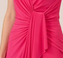 Adrianna Papell Jersey Sheath Dress With Draped Details In Cabaret Pink -Adrianna Papell Shop AP1D105022 AN672 Regular Lifestyle