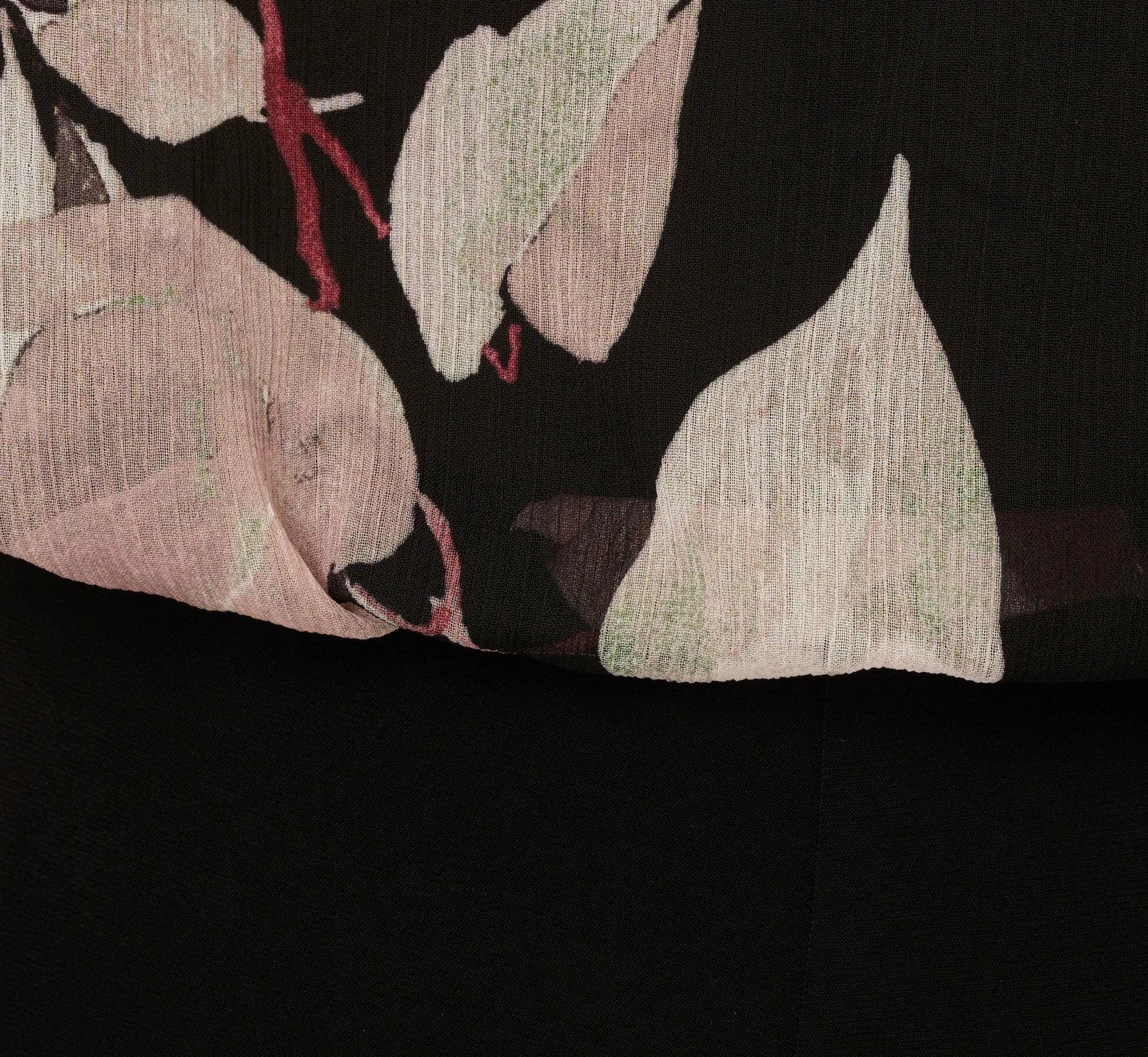 Adrianna Papell Plus Size Off The Shoulder Jumpsuit With Floral Embroidered Bodice In Black Multi 6 Adrianna Papell Plus Size Off The Shoulder Jumpsuit With Floral Embroidered Bodice In Black Multi - Image 6