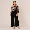 Adrianna Papell Plus Size Off The Shoulder Jumpsuit With Floral Embroidered Bodice In Black Multi
